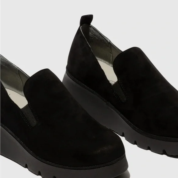 FLY LONDON Women's Black Slip-On Platform PECE406FLY KID SUEDE BLACK,Size 6.5 - Picture 3 of 7